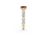 Yellow gold Emerald Cut Morganite Prong Setting with Side Stones on a Pave Band_2