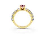 Yellow gold Emerald Cut Morganite Prong Setting with Side Stones on a Pave Band_3