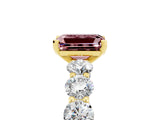 Yellow gold Emerald Cut Morganite Prong Setting with Side Stones on a Pave Band_5