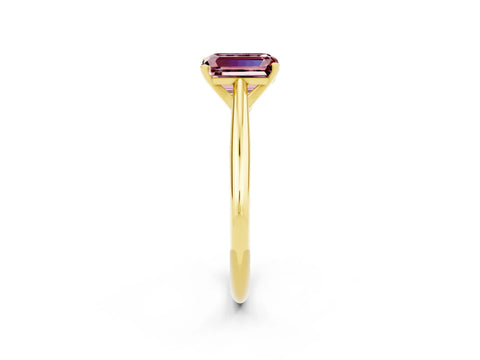 Yellow gold Emerald Cut Morganite Solitaire Engagement Ring with Cathedral Setting and Four-Prong Mount_14
