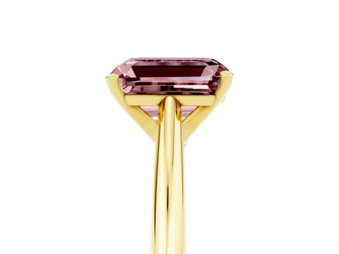 Yellow gold Emerald Cut Morganite Solitaire Engagement Ring with Cathedral Setting and Four-Prong Mount_17