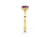 Yellow gold Emerald Cut Morganite Solitaire Engagement Ring with Classic Band and Four-Prong Setting_26