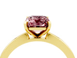 Yellow gold Emerald Cut Morganite Solitaire Engagement Ring with Classic Band and Four-Prong Setting_28
