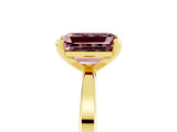 Yellow gold Emerald Cut Morganite Solitaire Engagement Ring with Classic Band and Four-Prong Setting_29