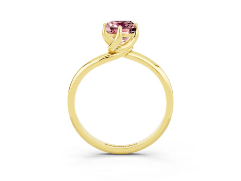 Yellow gold Emerald Cut Morganite Solitaire Engagement Ring with Four-Prong Setting and Classic Band_15