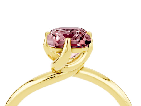 Yellow gold Emerald Cut Morganite Solitaire Engagement Ring with Four-Prong Setting and Classic Band_16