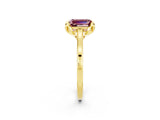 Yellow gold Emerald Cut Morganite Solitaire Ring with Flower Prong Setting and Classic Band_14