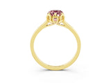 Yellow gold Emerald Cut Morganite Solitaire Ring with Flower Prong Setting and Classic Band_15