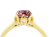 Yellow gold Emerald Cut Morganite Solitaire Ring with Flower Prong Setting and Classic Band_16