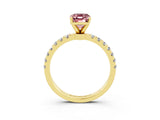 Yellow gold Emerald Cut Morganite Solitaire Ring with Pavé Accents and Four-Prong Setting_3