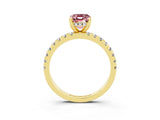 Yellow gold Emerald Cut Morganite Solitaire Ring with Pavé Band and Four-Prong Setting_27