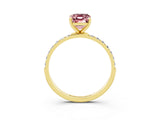 Yellow gold Emerald Cut Morganite Solitaire Ring with Pave Band and Four Prong Setting_27