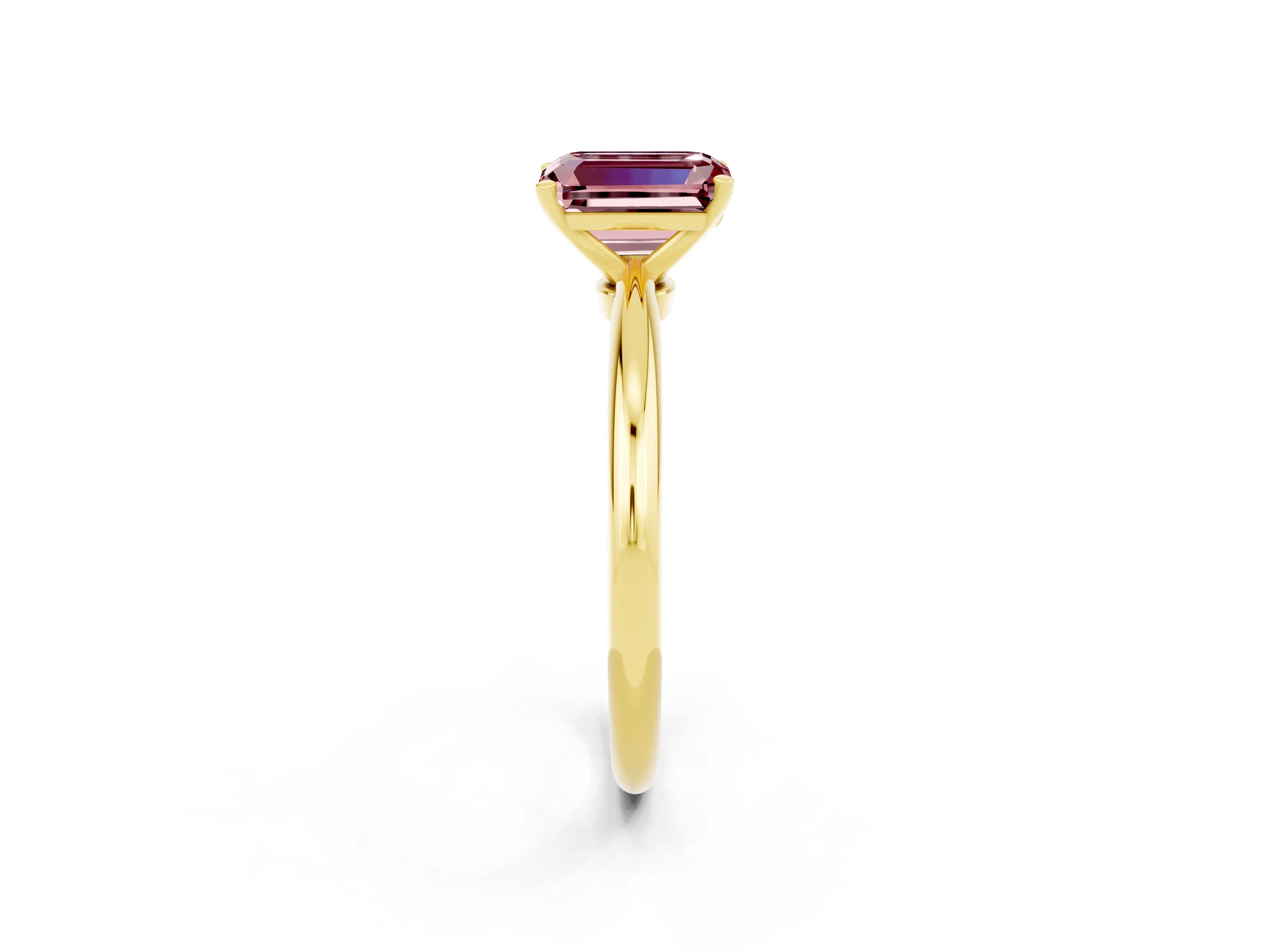 Yellow gold Emerald Cut Morganite Solitaire Ring with Six-Prong Setting and Classic Band_2