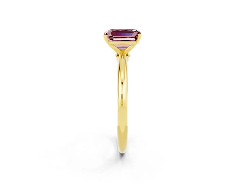 Yellow gold Emerald Cut Morganite Solitaire Ring with Six-Prong Setting and Classic Band_2