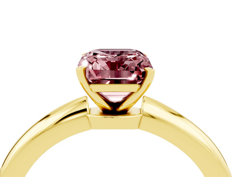 Yellow gold Emerald Cut Morganite Solitaire Ring with Six-Prong Setting and Classic Band_4