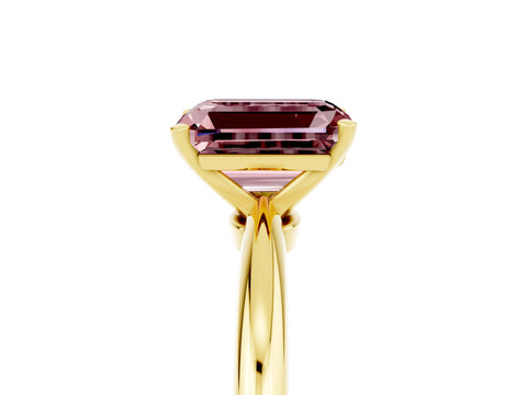 Yellow gold Emerald Cut Morganite Solitaire Ring with Six-Prong Setting and Classic Band_5