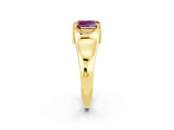 Yellow gold Emerald Cut Morganite Solitaire Ring with Wide Band and Prong Setting_2