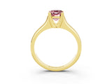 Yellow gold Emerald Cut Morganite Solitaire Ring with Wide Band and Prong Setting_3