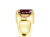 Yellow gold Emerald Cut Morganite Solitaire Ring with Wide Band and Prong Setting_5
