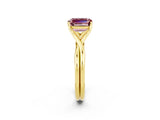 Yellow gold Emerald Cut Morganite Solitaire Twist Band Prong Setting Ring_38