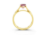 Yellow gold Emerald Cut Morganite Solitaire Twist Band Prong Setting Ring_39