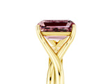Yellow gold Emerald Cut Morganite Solitaire Twist Band Prong Setting Ring_41
