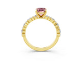 Yellow gold Emerald Cut Morganite Solitaire with Side Stones, Pave Band, Four-Prong Setting_51