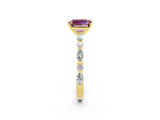 Yellow gold Emerald Cut Morganite Solitaire with Side Stones on a Pavé Band and Four-Prong Setting_2