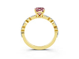 Yellow gold Emerald Cut Morganite Solitaire with Side Stones on a Pavé Band and Four-Prong Setting_3