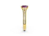 Yellow gold Emerald Cut Morganite Split Shank Engagement Ring with Pavé Band_2