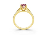 Yellow gold Emerald Cut Morganite Split Shank Engagement Ring with Pavé Band_3