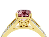 Yellow gold Emerald Cut Morganite Split Shank Engagement Ring with Pavé Band_4
