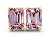 10K Yellow Gold 0.91 Carat Emerald Morganite Stud Earrings