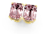 10K Yellow Gold 0.91 Carat Emerald Morganite Stud Earrings