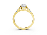 Yellow gold Emerald Cut Pavé Band Solitaire Ring with Four-Prong Setting_162