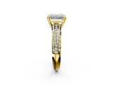 Yellow gold Emerald Cut Pave Diamond Engagement Ring with Channel Set Band and Four-Prong Setting_22