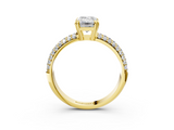 Yellow gold Emerald Cut Pave Diamond Engagement Ring with Channel Set Band and Four-Prong Setting_23