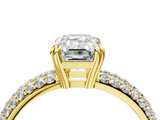 Yellow gold Emerald Cut Pave Diamond Engagement Ring with Channel Set Band and Four-Prong Setting_24