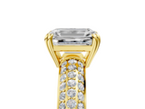 Yellow gold Emerald Cut Pave Diamond Engagement Ring with Channel Set Band and Four-Prong Setting_25