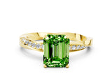 Yellow gold Emerald Cut Peridot Engagement Ring with Side Stone Accents and Four-Prong Setting_60