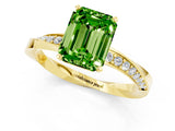Yellow gold Emerald Cut Peridot Engagement Ring with Side Stone Accents and Four-Prong Setting_61
