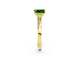 Yellow gold Emerald Cut Peridot Engagement Ring with Side Stone Accents and Four-Prong Setting_62