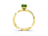 Yellow gold Emerald Cut Peridot Engagement Ring with Side Stone Accents and Four-Prong Setting_63