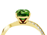 Yellow gold Emerald Cut Peridot Engagement Ring with Side Stone Accents and Four-Prong Setting_64