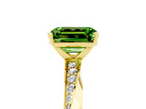 Yellow gold Emerald Cut Peridot Engagement Ring with Side Stone Accents and Four-Prong Setting_65