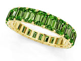 Yellow gold Emerald Cut Peridot Eternity Band with Shared Prong Setting_7
