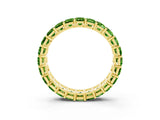 Yellow gold Emerald Cut Peridot Eternity Band with Shared Prong Setting_9