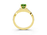 Yellow gold Emerald Cut Peridot  Halo Twist Band Solitaire Prong Setting Ring_27