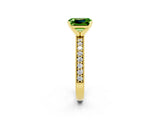 Yellow gold Emerald Cut Peridot Milgrain Pavé Engagement Ring with Four-Prong Setting_14