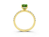 Yellow gold Emerald Cut Peridot Pave Band Solitaire Ring with Four-Prong Setting_27